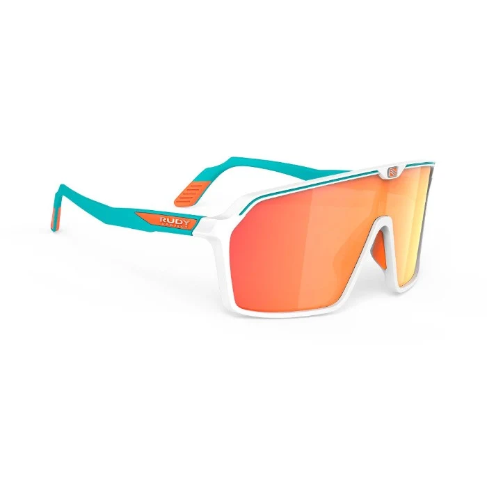RUDY Project Sun.Spinshield White/EmeraldFluo M. - MLS Orange, Radbrille, Sportbrille, weiß/türkis