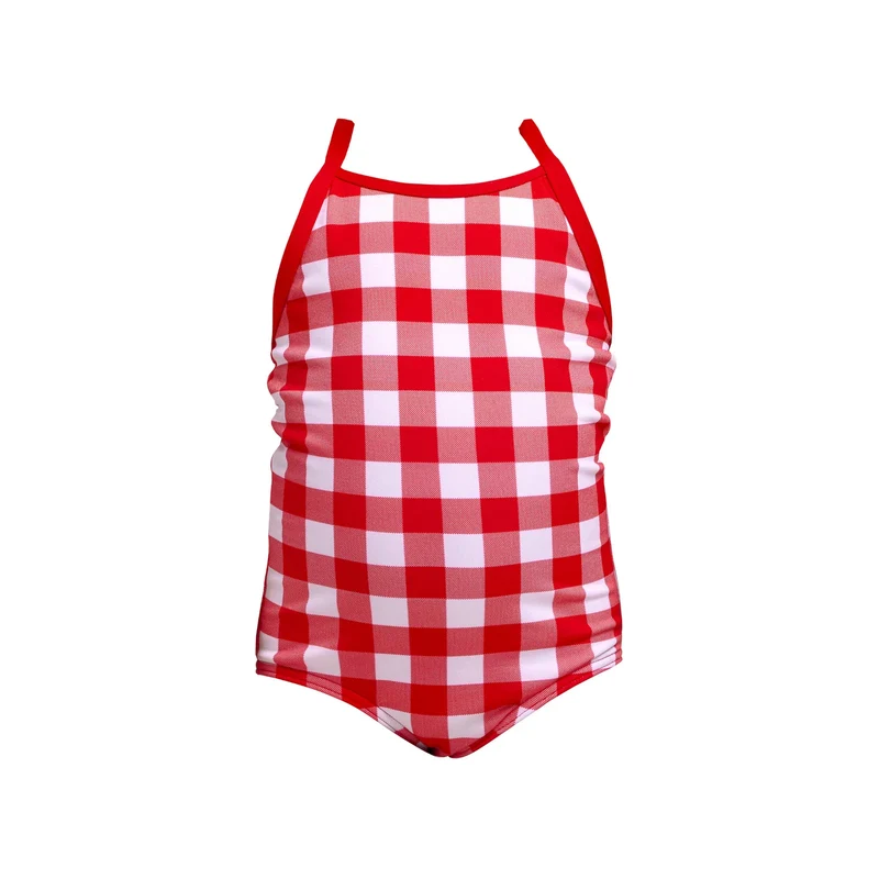 Way Funky Funkita, Toddler Girls Printed One Piece Red Checker, Badeanzug, Kinder