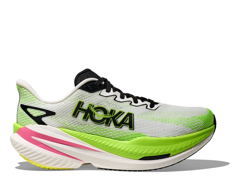 Hoka Mach X 3, Laufschuhe, Damen, White/Neon Lime