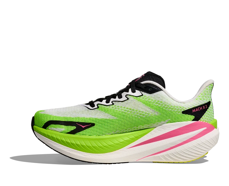 Hoka Mach X 3, Laufschuhe, Damen, White/Neon Lime