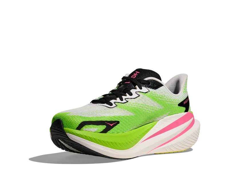 Hoka Mach X 3, Laufschuhe, Damen, White/Neon Lime