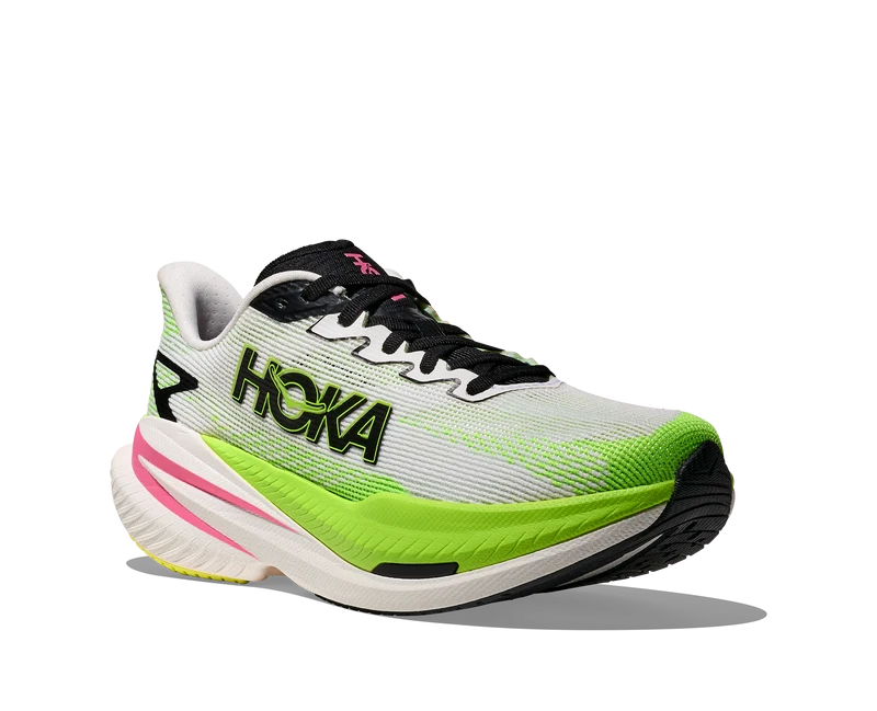 Hoka Mach X 3, Laufschuhe, Damen, White/Neon Lime