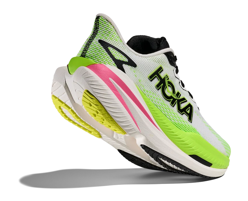 Hoka Mach X 3, Laufschuhe, Damen, White/Neon Lime