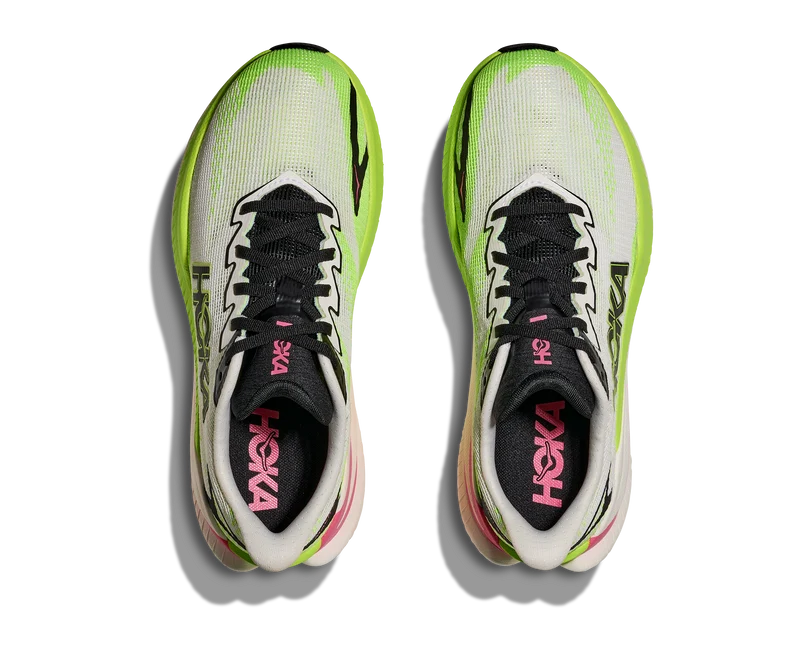 Hoka Mach X 3, Laufschuhe, Damen, White/Neon Lime