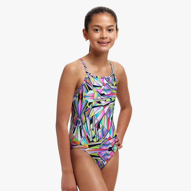 Way Funky Funkita, Eco Diamond Back One Piece Scissor Kick, Badeanzug, Kinder