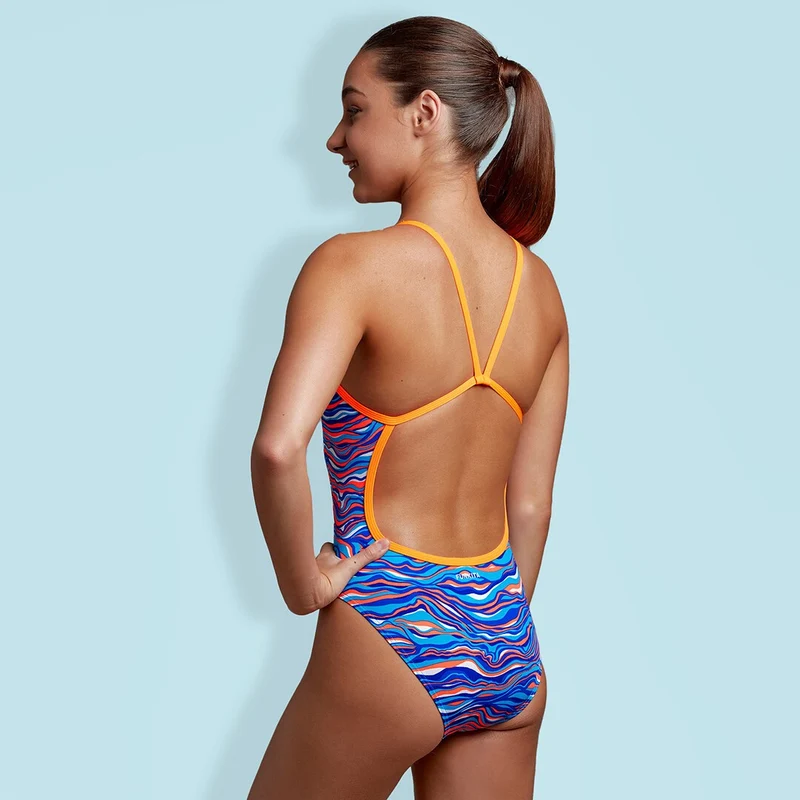 Way Funky Funkita, Eco Single Strap One Piece Blow Wave, Badeanzug, Kinder