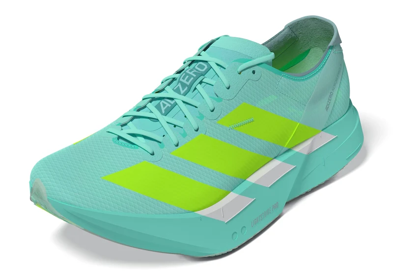 Adidas ADIZERO ADIOS Pro 4, Laufschuh, Damen, Semi Flash Aqua/Lucid Lemon/Mint Ton