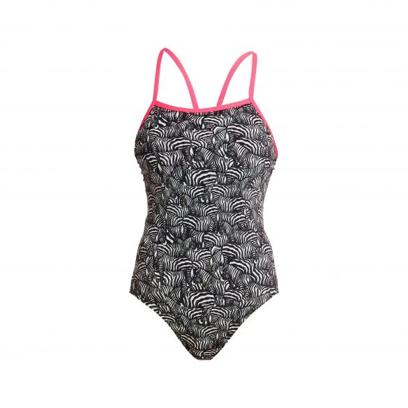 Way Funky Funkita Single Strap One Piece Zebra Crossing, Badeanzug, Damen