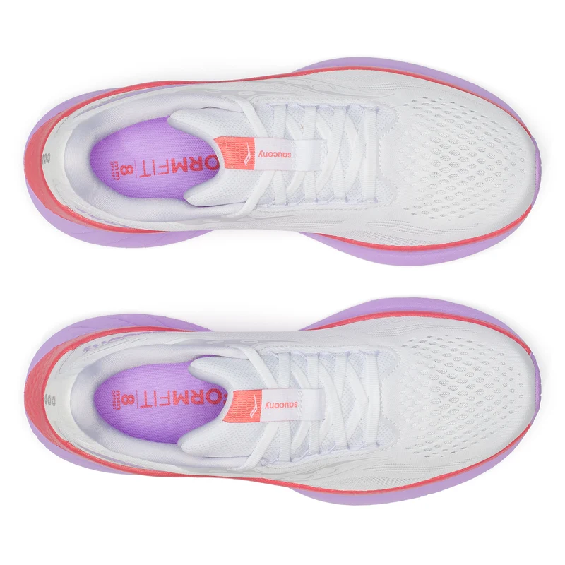 Saucony Ride 18, Laufschuh, Damen, White/Coral