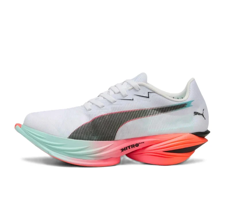 Puma FAST-R NITRO Elite 3, Laufschuhe, Damen, Puma White/Glowing Red/Mint Melt