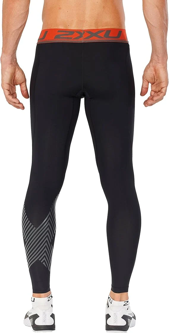 2XU Accelerate Compression Tights, Herren, Black/Red Orange Silver
