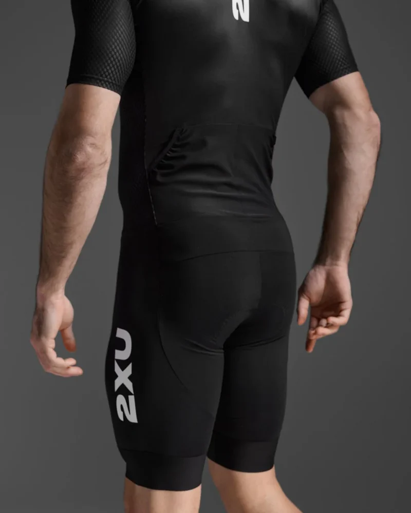 2XU Aero Hex Sleeved Trisuit, Herren, Black/White