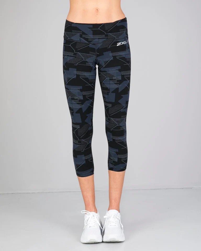 2XU Print Fitness Mid-Rise Compression 7/8 Tights, Damen, Graphic Style/Silver