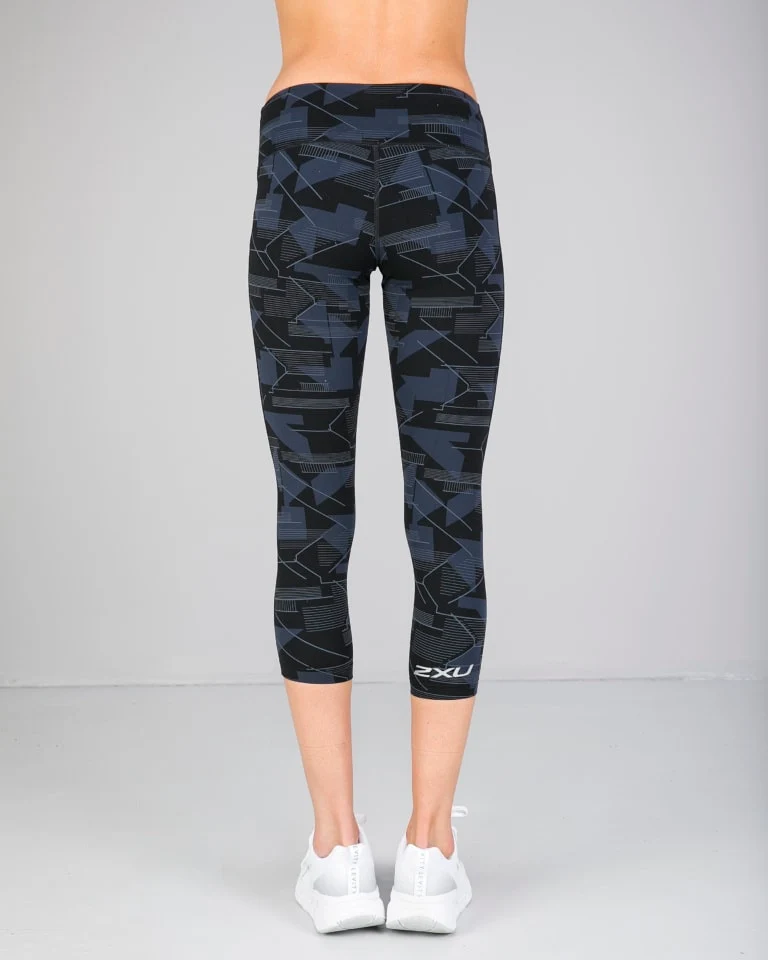 2XU Print Fitness Mid-Rise Compression 7/8 Tights, Damen, Graphic Style/Silver