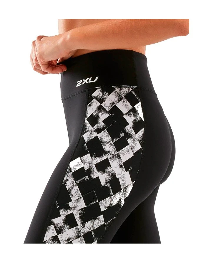 2XU Fitness Hi -Rise Compression Tights, Damen, Laufhose, Black/Texture