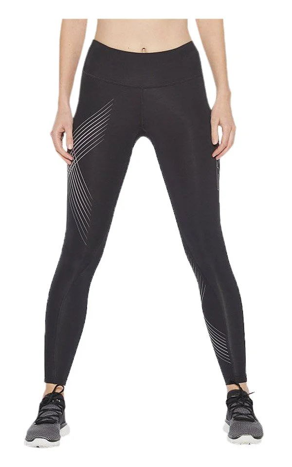 2XU Damen Mid-Rise Compression Tights, Black/Zephyr Chrome XLogo