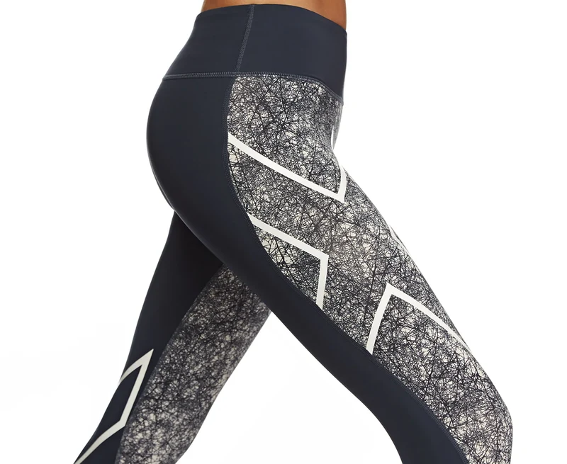 2XU Mid-Rise PTN Compression Tight, Damen, Ombre Blue/gemustert