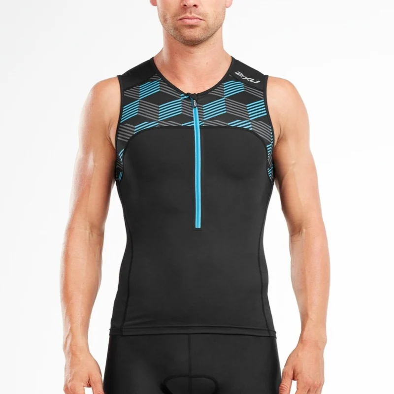 2XU Active Tri Singlet, Herren, schwarz/blau