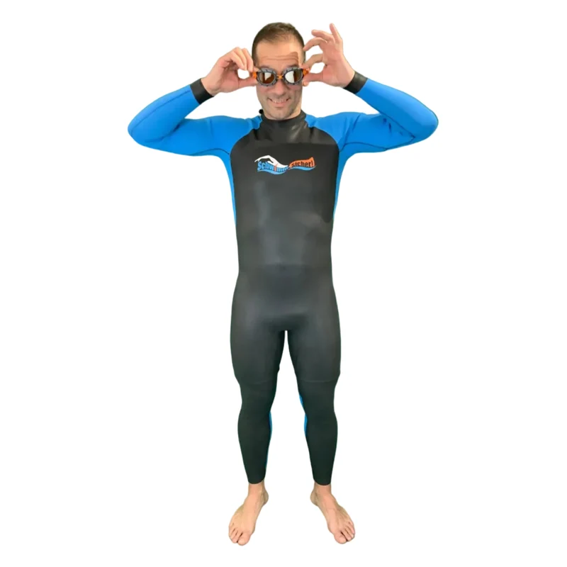 schwimm-sicher.de Essential Openwater Wetsuit, Neoprenanzug, Herren, schwarz/blau