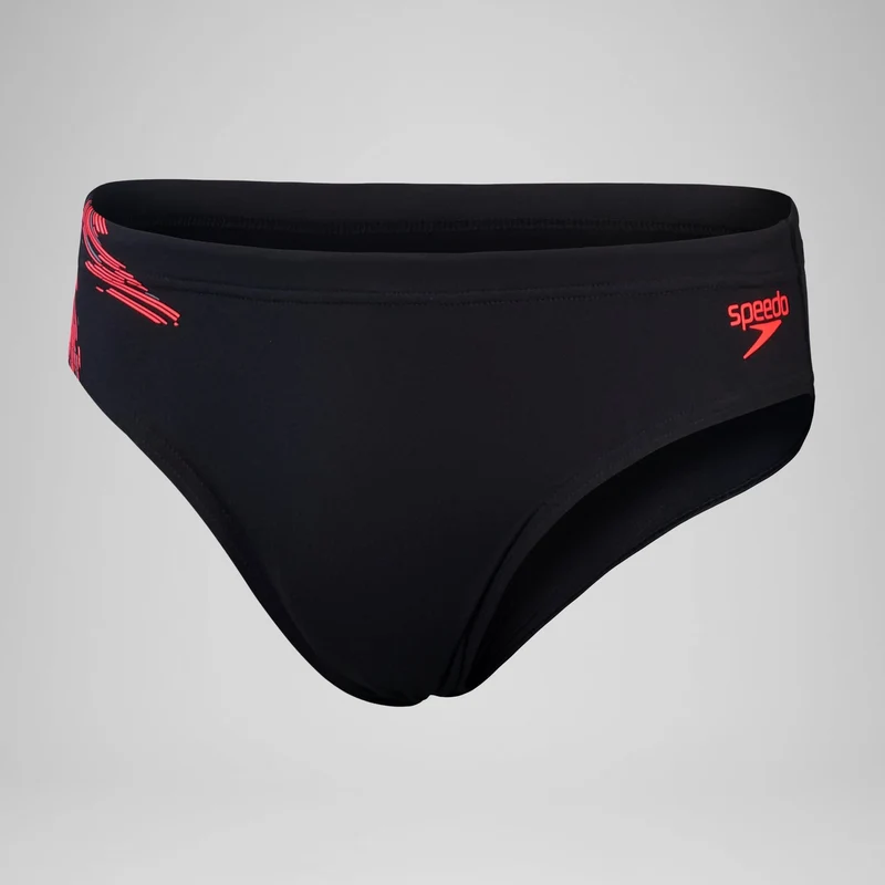 Speedo Badehose mit Tech-Einsätzen, Herren, schwarz/rot