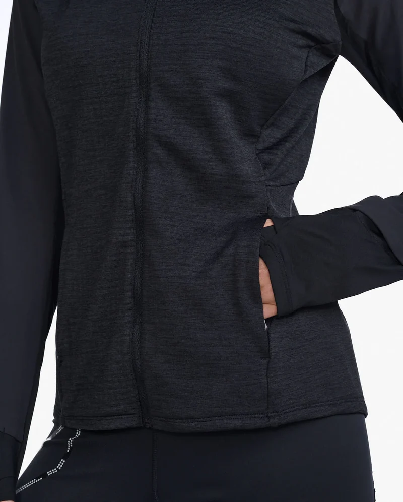 2XU Ignition Hooded Midlayer, Damen, Black/Black Reflective