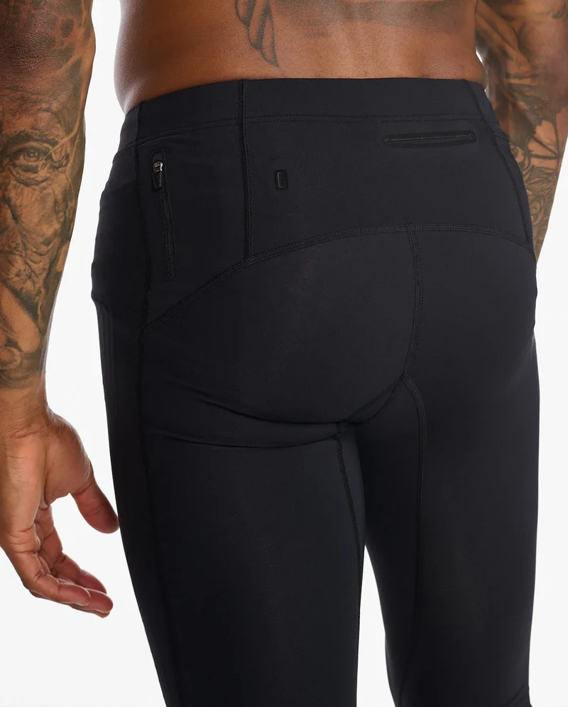 2XU Light Speed MCS Run Compression Tights, Herren, Laufhose, Black/Turmeric Reflective