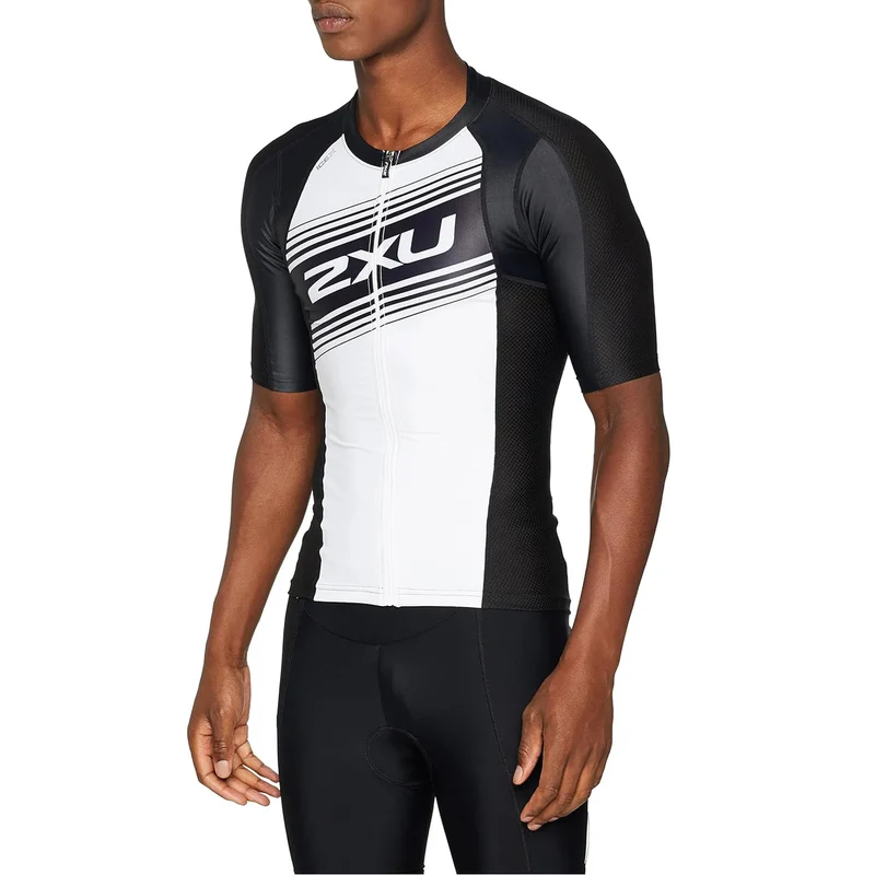 2XU Compression Sleeved Tri Top, Herren, schwarz/weiß