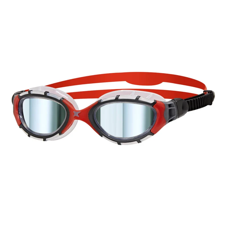 Zoggs Predator Flex Titanium, verspiegelte Gläser, rot/grau
