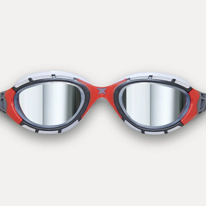 Zoggs Predator Flex Titanium, verspiegelte Gläser, rot/grau