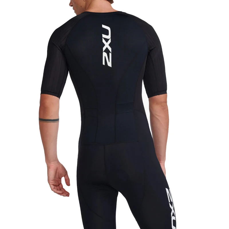 2XU Aero Sleeved Trisuit, Herren, black/white, schwarz/weiß