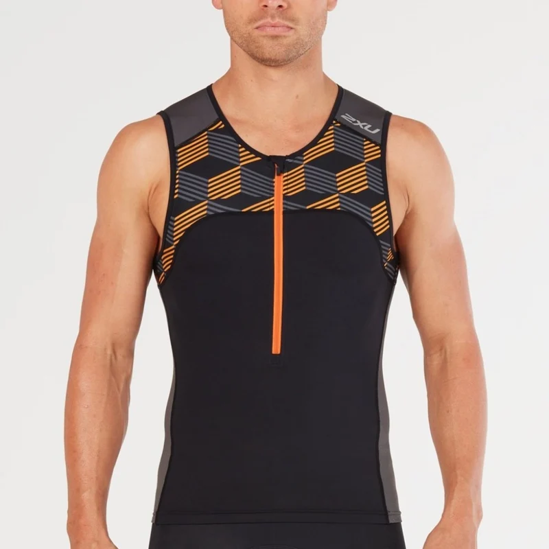 2XU Active Tri Singlet, Herren, schwarz/orange